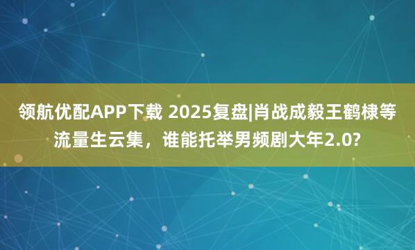 领航优配APP下载 2025复盘|肖战成毅王鹤棣等流量生云集，谁能托举男频剧大年2.0?